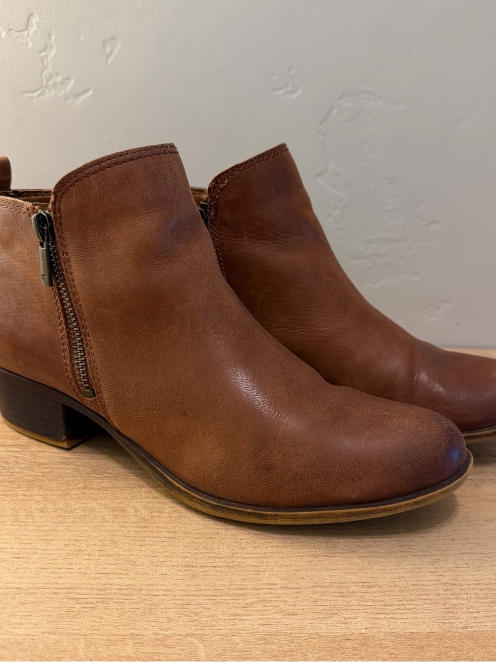 Lucky Brand Basel Brown Leather Ankle Booties Size 7.5